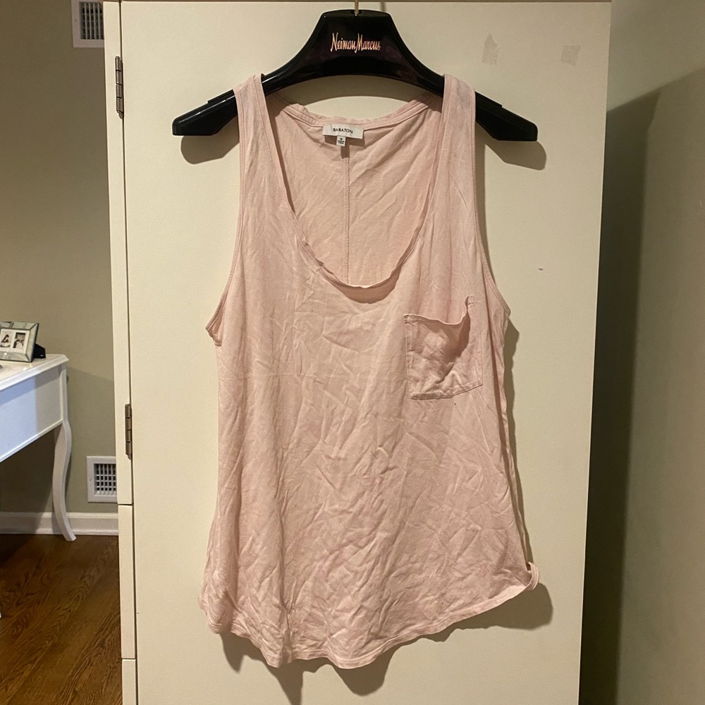 Aritzia Babton Pink Racerback with Pocket Tank Top Size: Medium